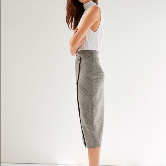 Aritzia Babaton Billy Midi Skirt in Grey Plaid - Picture 5 of 8